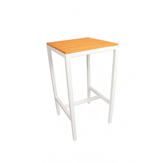 Tisch GIANT HIGH 60 x 60 cm aus Aluminium mit Robinienholz (Akazie)